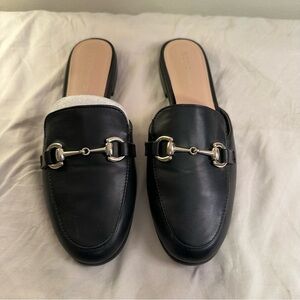 BCBG Zorie Bit Mule Black Leather Slip-On Loafers